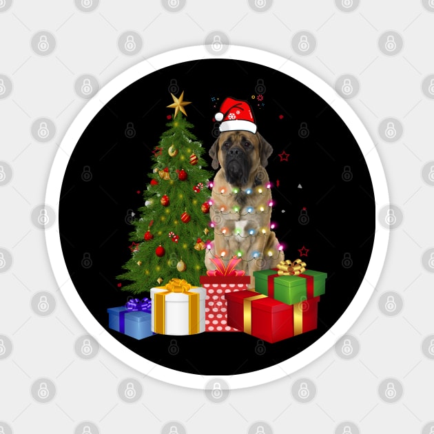 Mastiff Christmas Dog Shirt With Santa Hat Christmas Funny Gift Magnet by CoolTees